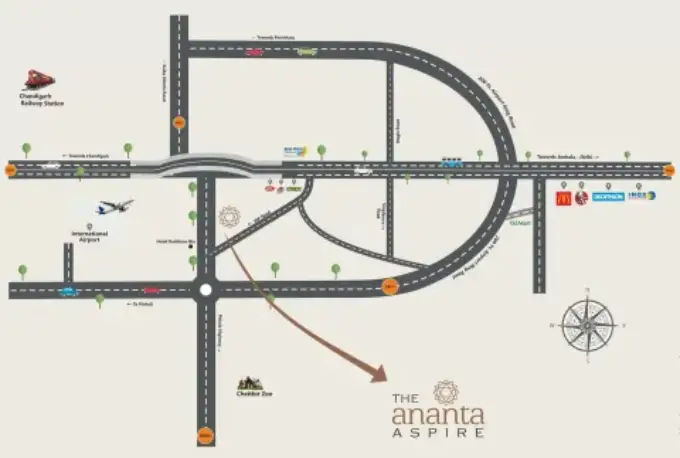 Ananta Aspire Zirakpur Location