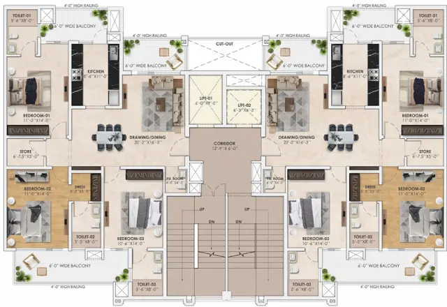 Ananta Aspire Zirakpur Floor Plan 3bhk